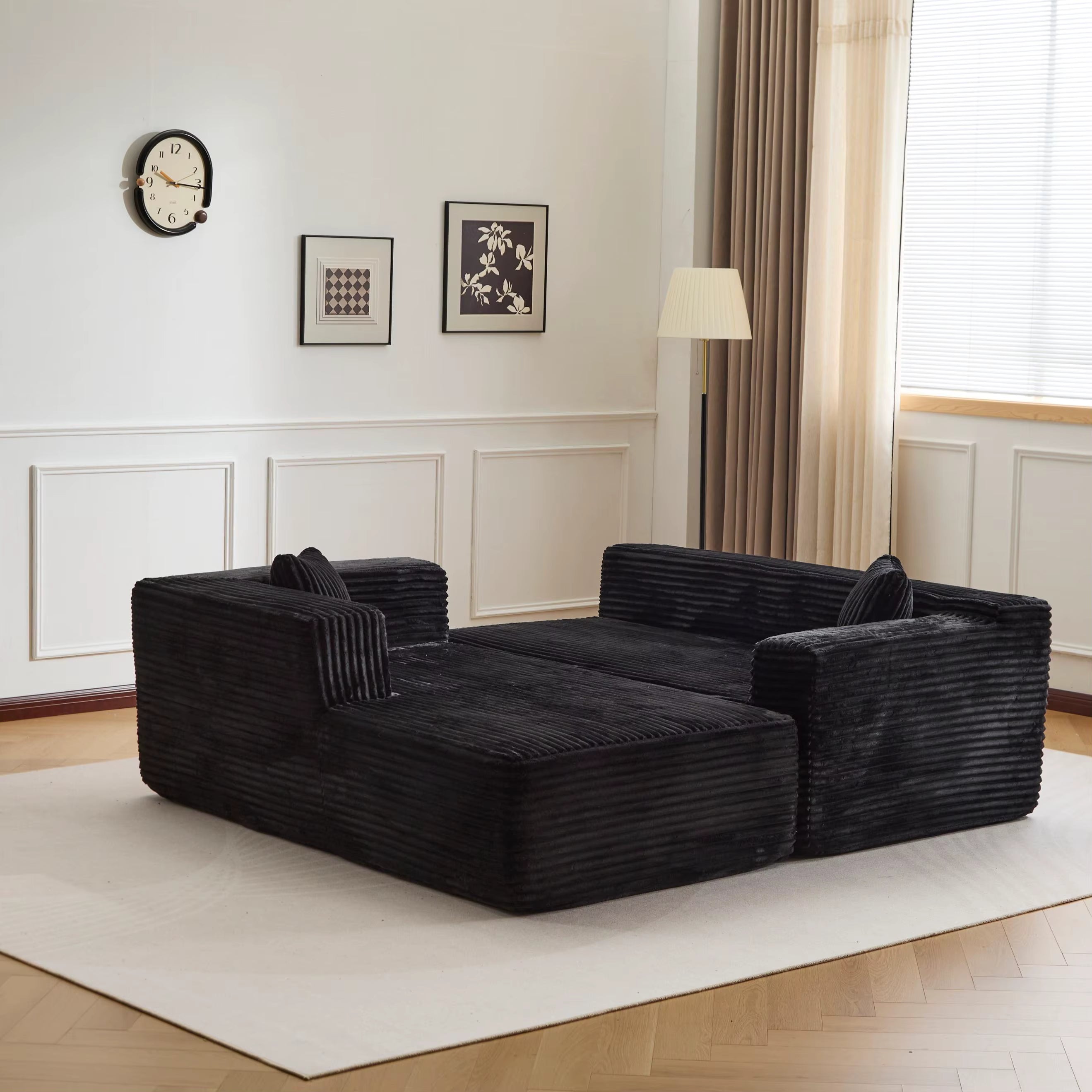 Canapé d'angle Cloud Noir en velours