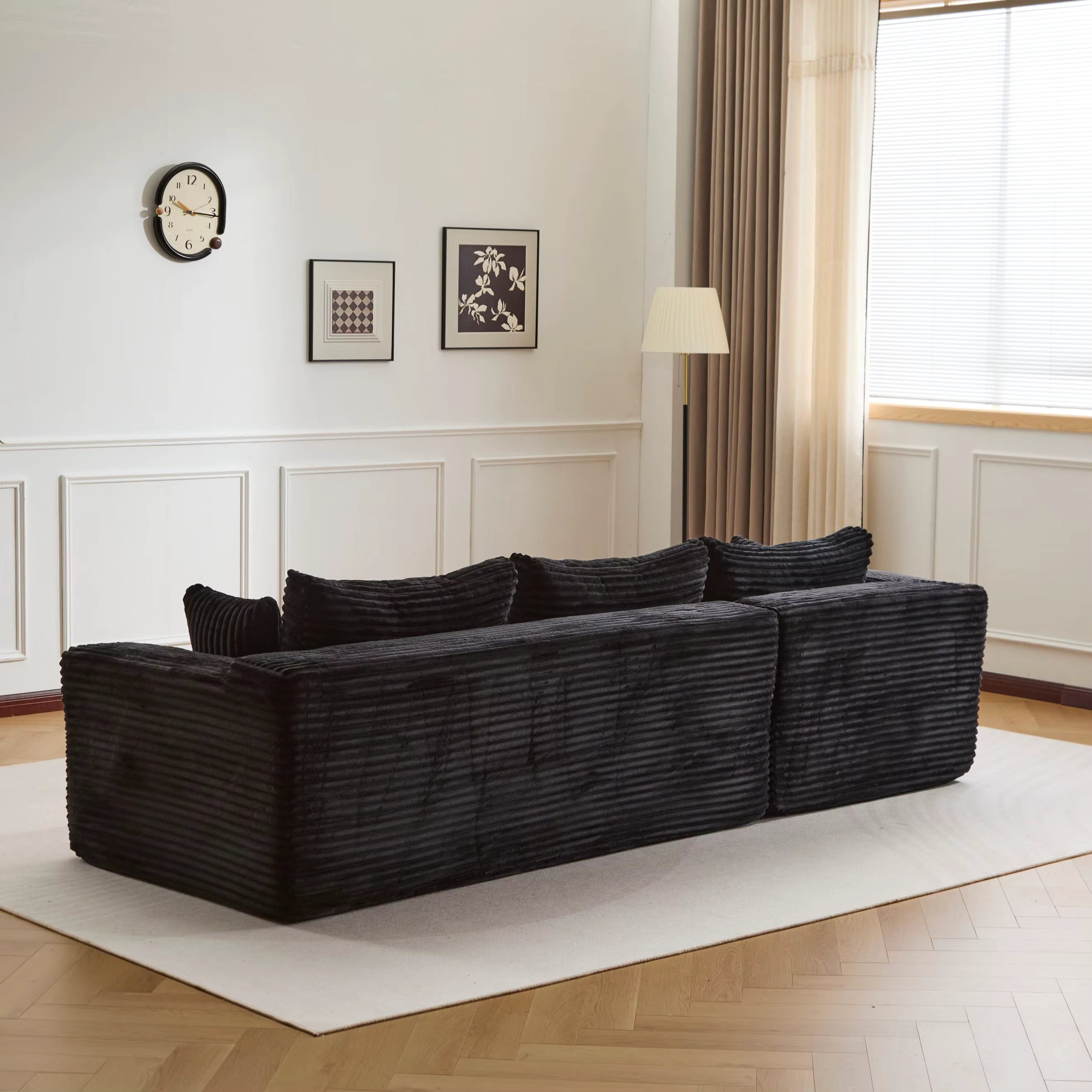 Canapé d'angle Cloud Noir en velours