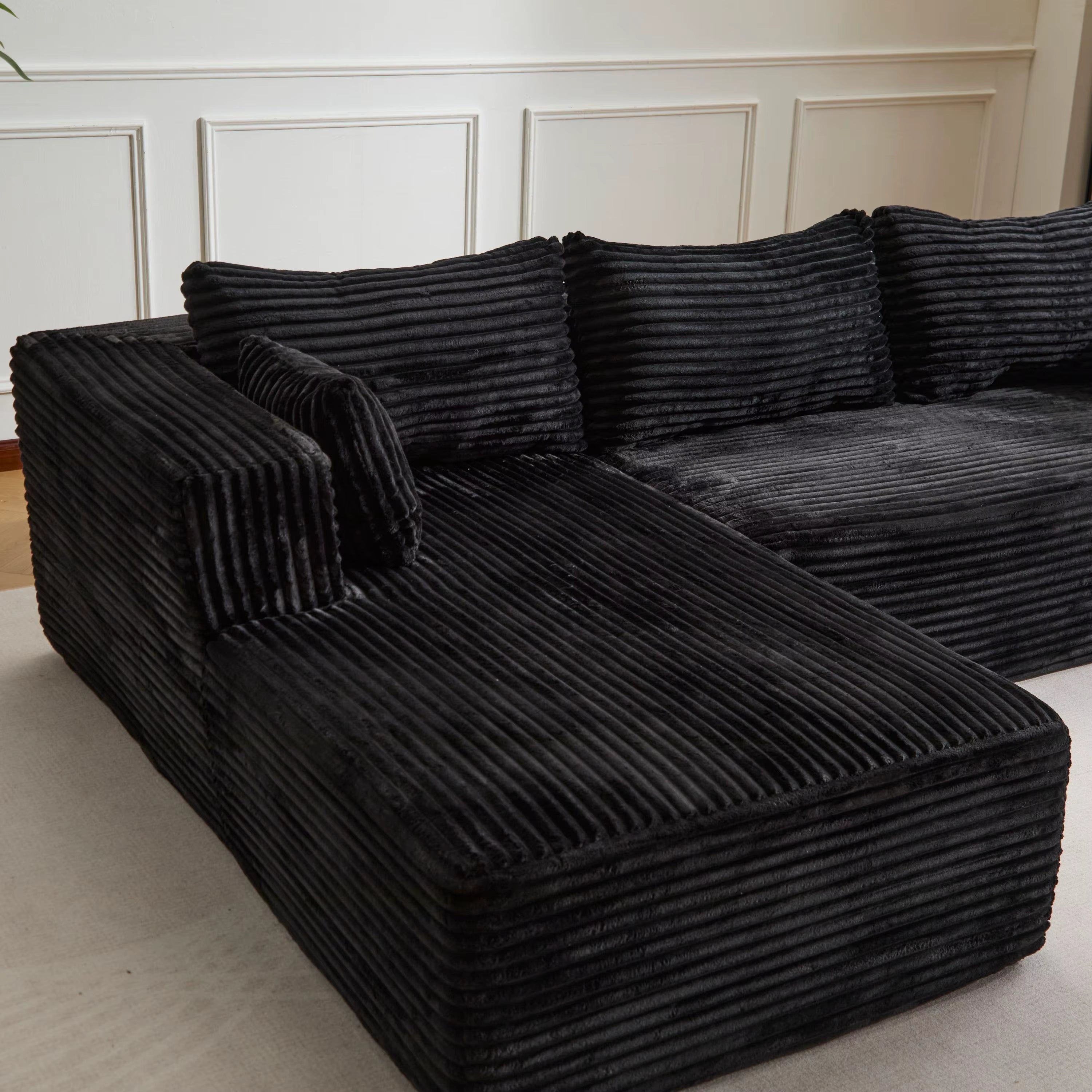 Canapé d'angle Cloud Noir en velours