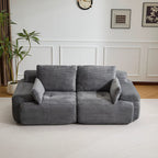 Canapé Mellow en velours côtelé gris en forme de L