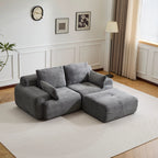 Canapé Mellow en velours côtelé gris en forme de L