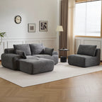 Canapé Mellow en velours côtelé gris en forme de L