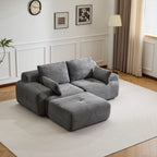 Canapé Mellow en velours côtelé gris en forme de L