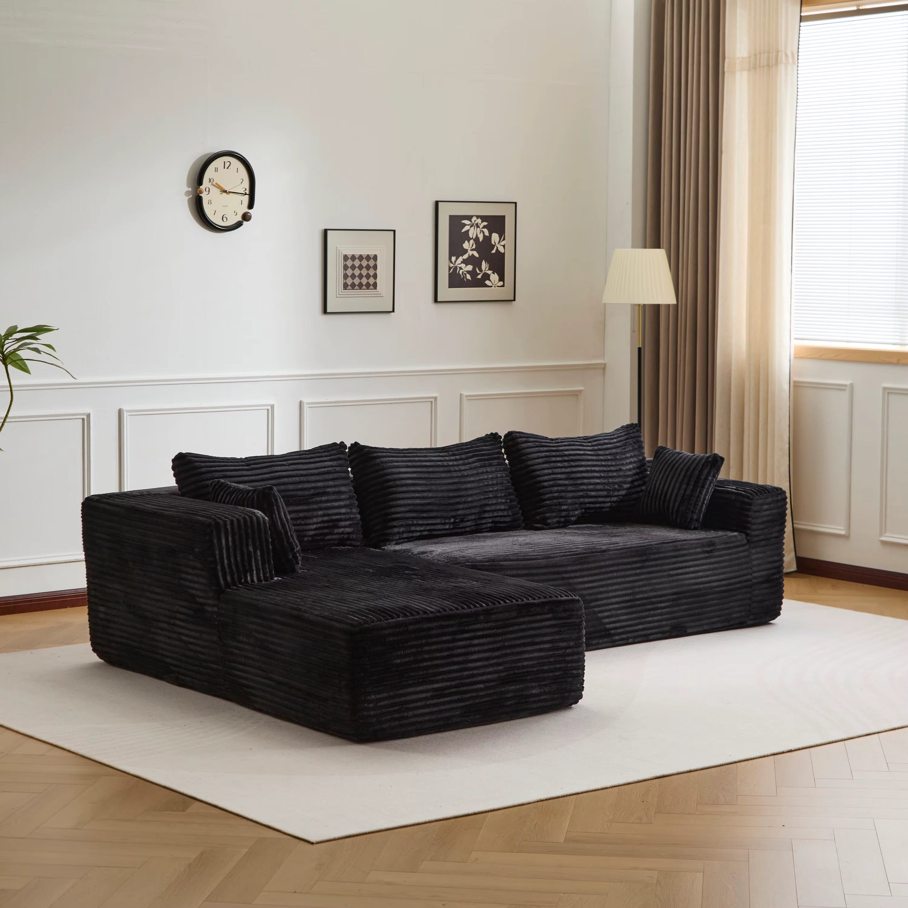 Canapé d'angle Cloud Noir en velours